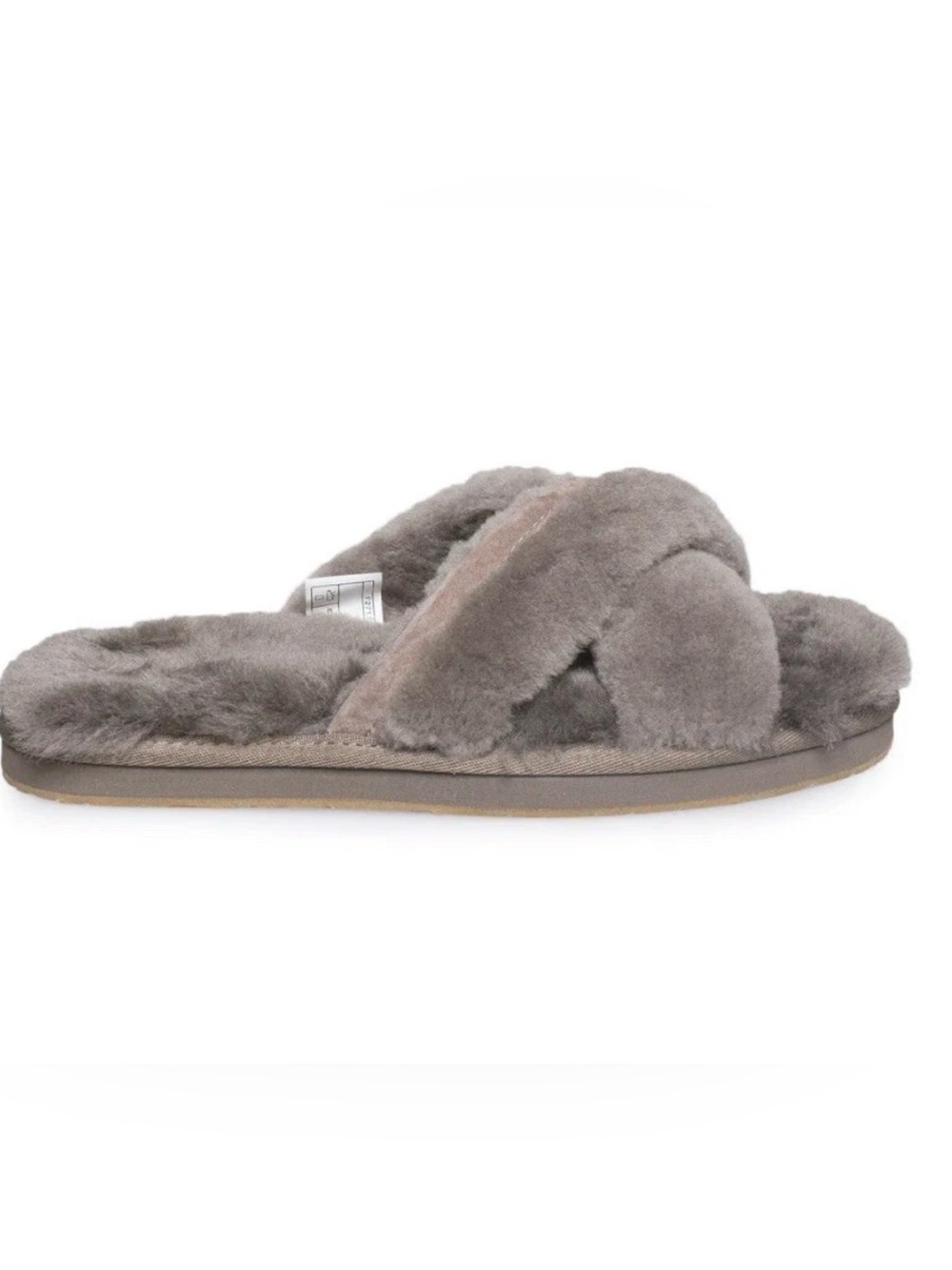 UGG ABELA SLATE FLUFFY SHEEPSKIN SLIPPERS